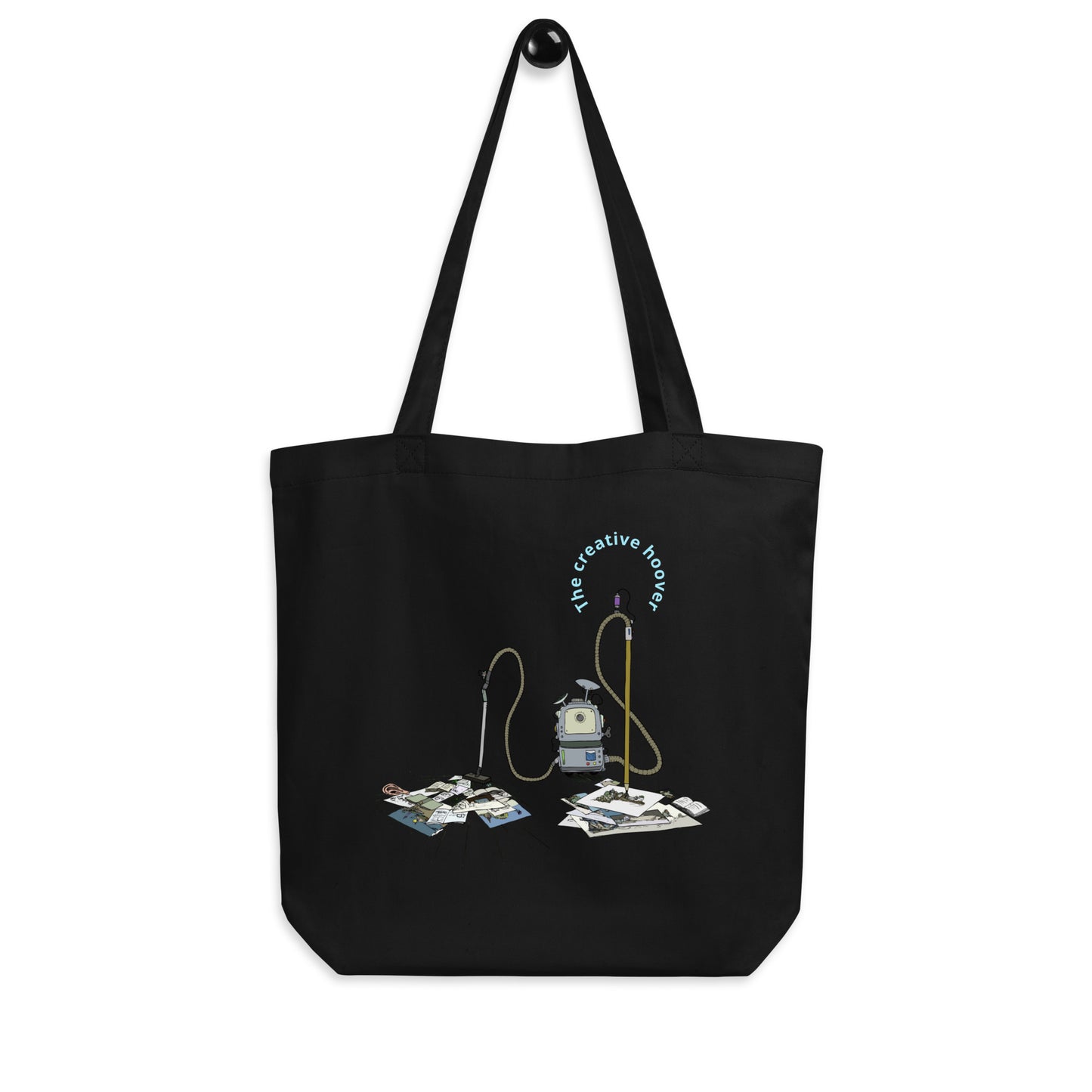 eco tote bag, organic cotton, reusable bag, sustainable fashion, art tote, creative hoover, contemporary design, wearable art, eco friendly, artist merch, print on demand, art accessory, danish design