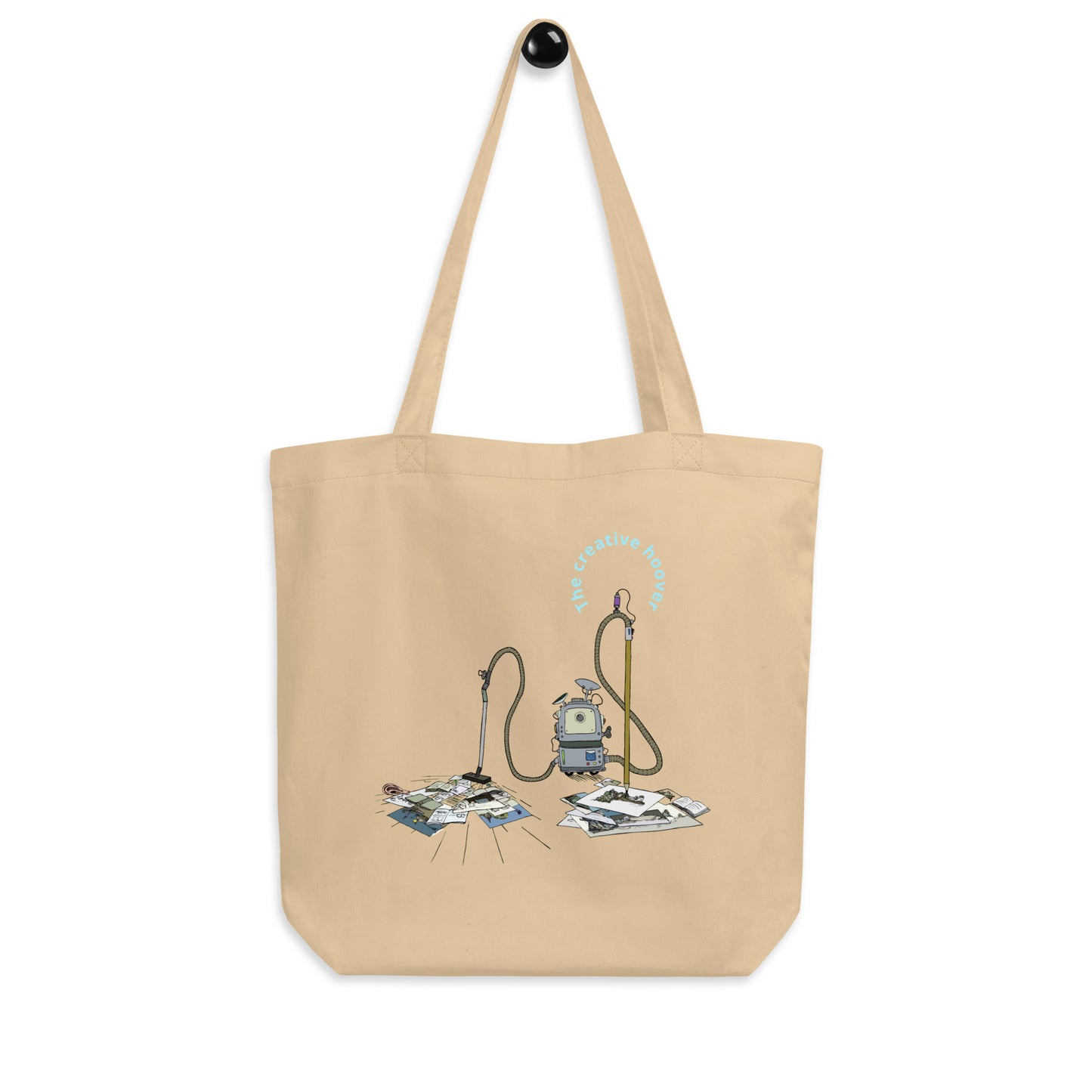 eco tote bag, organic cotton, reusable bag, sustainable fashion, art tote, creative hoover, contemporary design, wearable art, eco friendly, artist merch, print on demand, art accessory, danish design