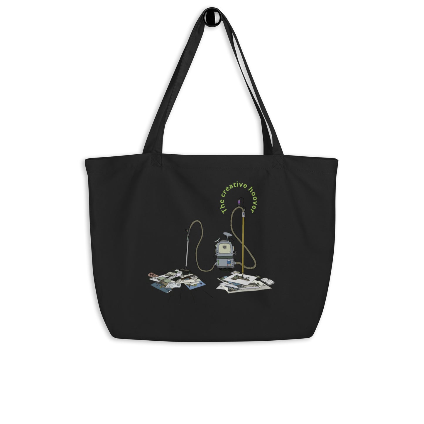 eco tote bag, organic cotton, reusable bag, sustainable fashion, art tote, creative hoover, contemporary design, wearable art, eco friendly, artist merch, print on demand, art accessory, danish design