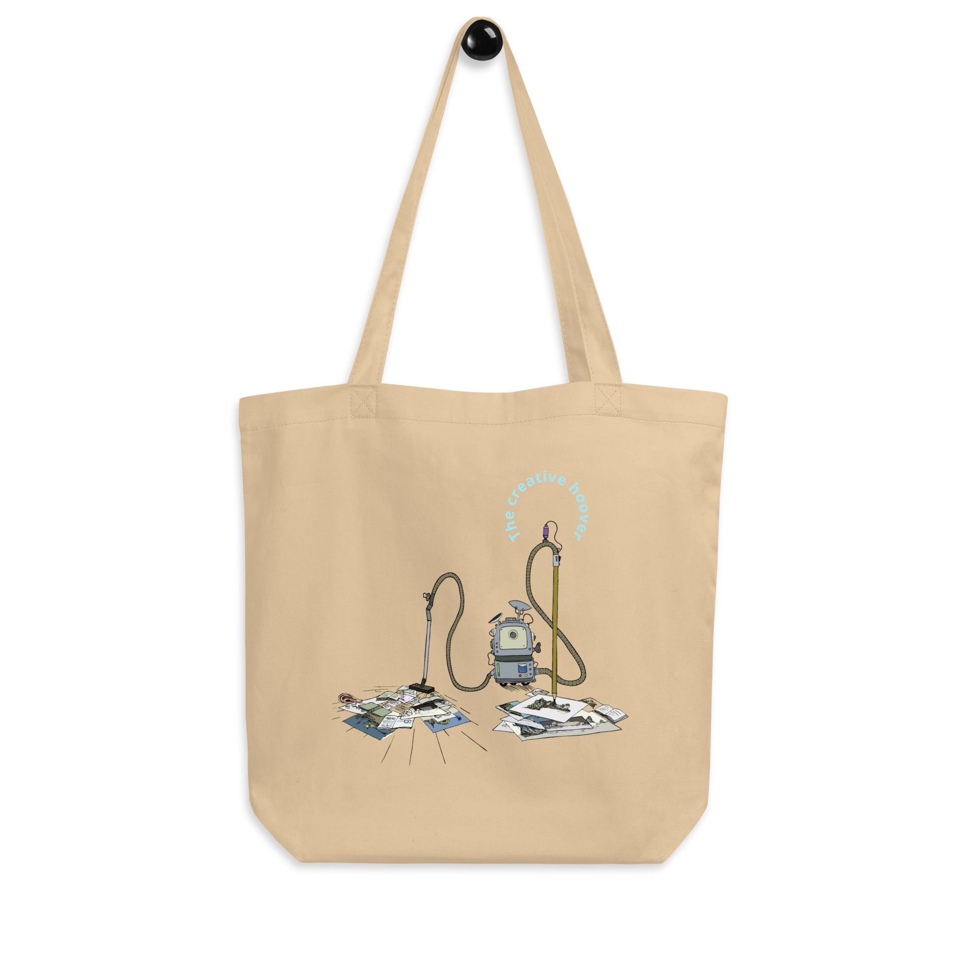 eco tote bag, organic cotton, reusable bag, sustainable fashion, art tote, creative hoover, contemporary design, wearable art, eco friendly, artist merch, print on demand, art accessory, danish design
