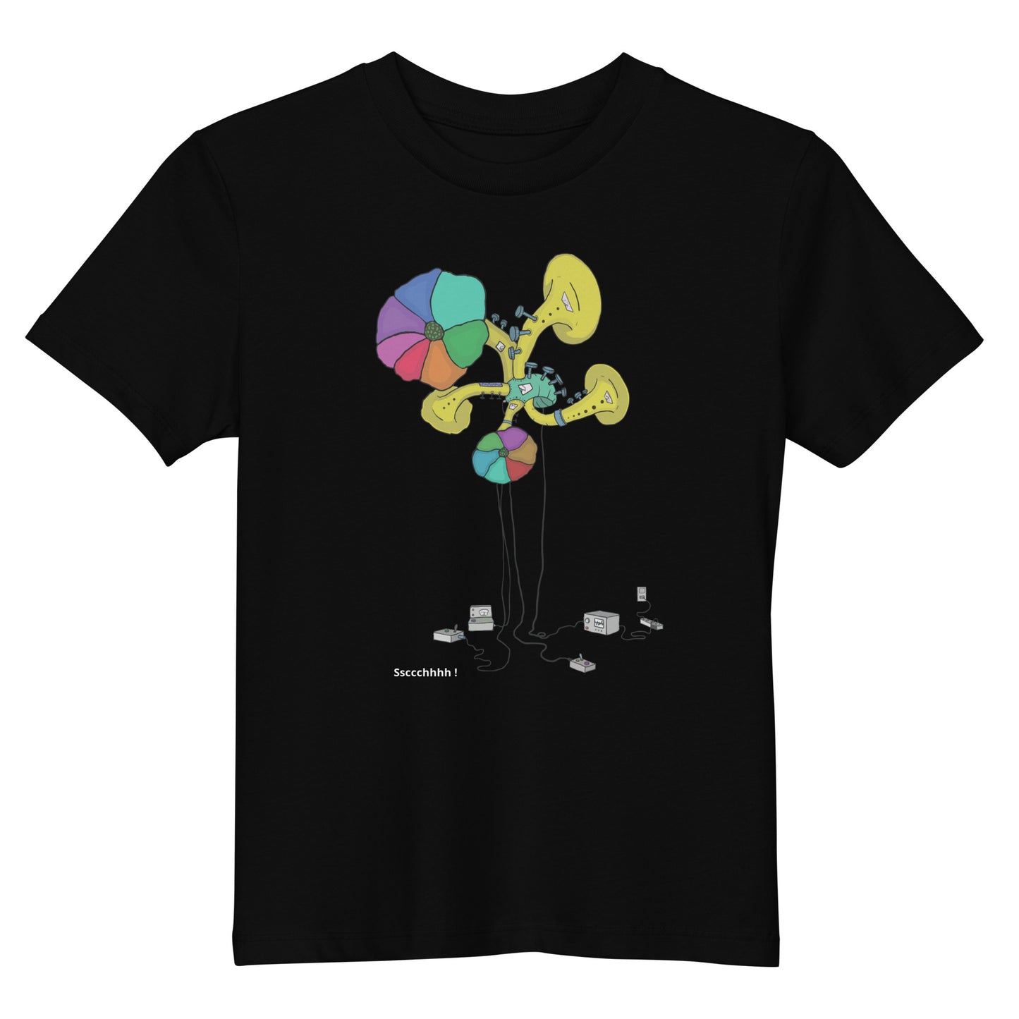 Original design t-shirt, wearable art, original drawing, creative hoover, contemporary clothing, fantasy, Kids t-shirt, music, sound sculpture
